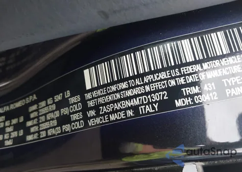 2021 Alfa Romeo Stelvio Ti Awd from USA, damaged, VIN ZASPAKBN4M7D13072